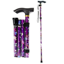 Adjustable Folding Walking Stick with Elegant Design Unisex's Walking Cane-Purple Floral