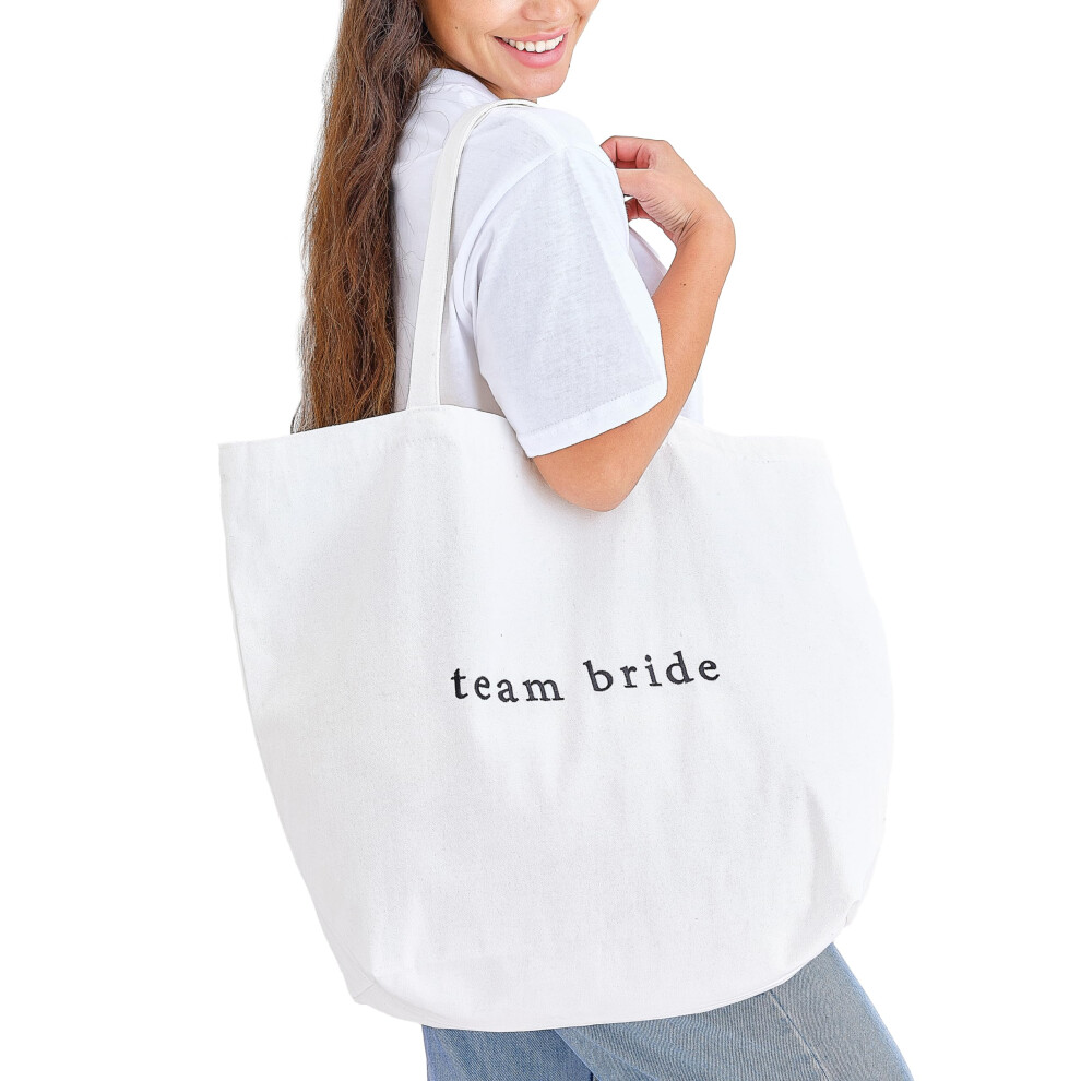 Embroidered 'Team Bride' White Fabric Tote Bag Hen Party Accessory 55cm x 72cm