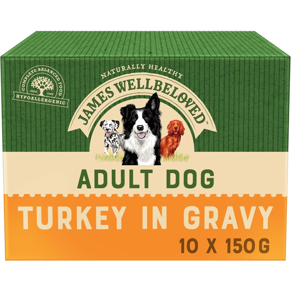 James Wellbeloved Complete Wet Adult Dog Food Turkey Rice and Vegetables, 10 x 150 g