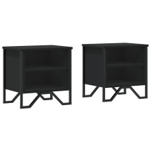 (Black ) 2 Bedside Cabinets with Shelves Storage Side Table