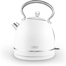 Tower Heritage White & Chrome Dome Kettle 1.7L 3KW T10076WHT
