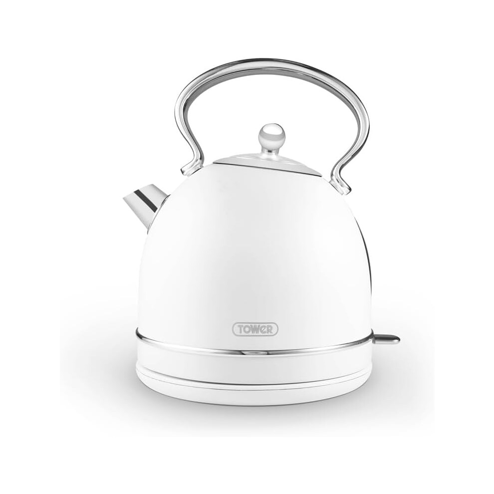 Tower Heritage White Dome Kettle In White & Chrome T10076WHT