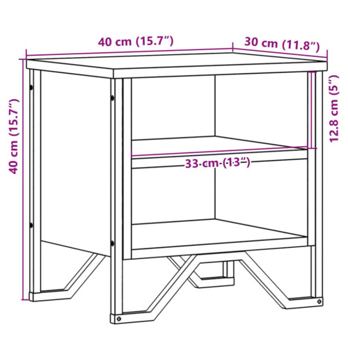 (Smoked Oak) 2 Bedside Cabinets with Shelves Storage Side Table 2