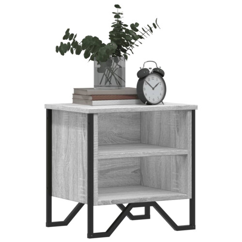 (Grey Sonoma) 2 Bedside Cabinets with Shelves Storage Side Table 2