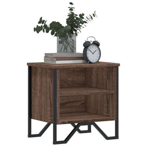 (Brown Oak) 2 Bedside Cabinets with Shelves Storage Side Table 2