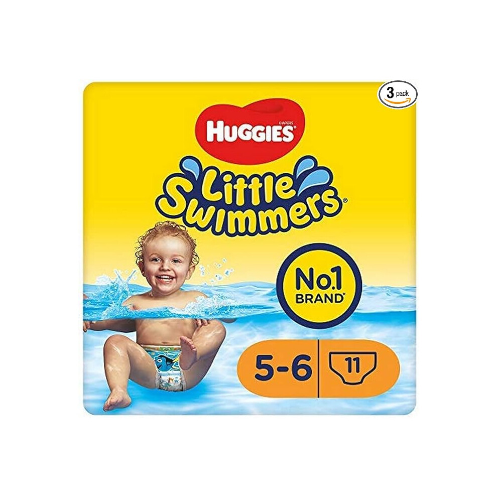 Huggies Little Swimmers, Swim Nappies, Size 5-6 - 33 Pants - Maximum Protection Swimming Nappies with Leak Guards - All-Round Stretchy Waistband