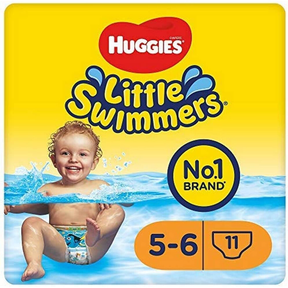 Huggies Little Swimmers, Swim Nappies, Size 5-6 - 33 Pants - Maximum Protection Swimming Nappies with Leak Guards - All-Round Stretchy Waistband