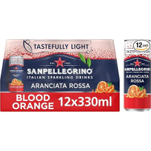 San Pellegrino Italian Sparkling Drinks Tastefully Light Sparkling Blood Orange Canned Soft Drink 12 x 330ml | 69 kCals per Can
