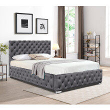 (With Tanya Mattress, 5ft King Size) Tufted Fabric Bed Frame In Grey 3ft, 4ft6 or 5ft
