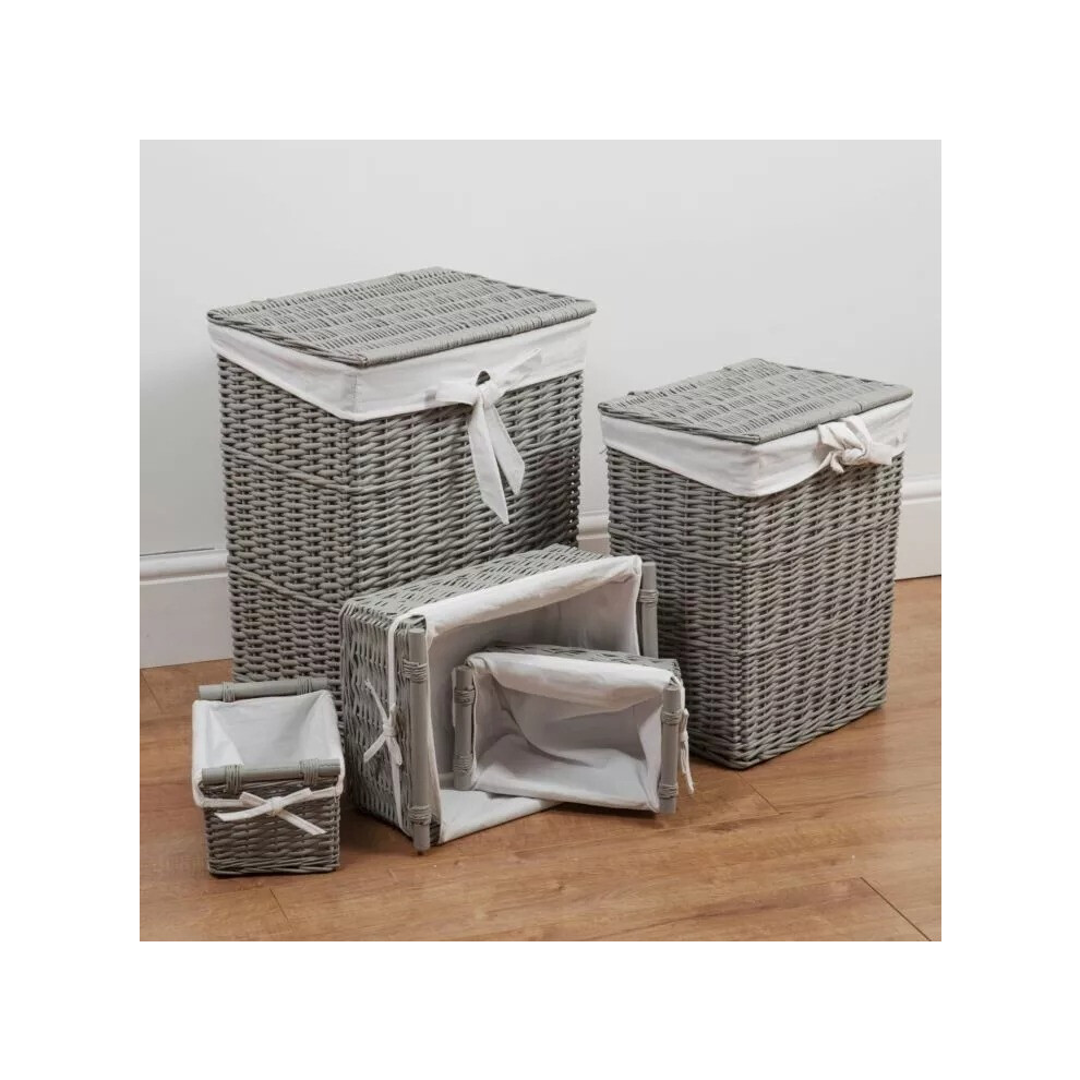 Elegant Set of 5 Rattan Wicker Laundry Storage Baskets storage Display Decor
