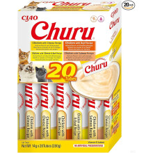 INABA Churu by INABA Cat Treat Chicken and Beef Variety Box 1Pack 20x14g Soft Creamy Cat Treat Delicious Healthy Snack Purée Food Topper Grain Free