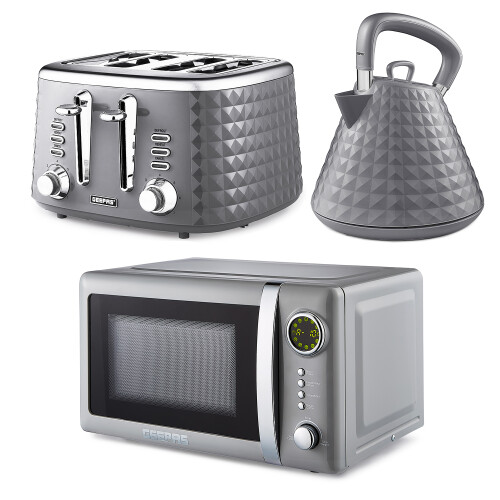 GEEPAS (Grey) GEEPAS Electric Kettle, Toaster & Microwave  Set