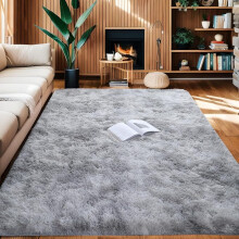 (60X110, SILVER-GREY) Large Rugs Fluffy Shaggy Runner Floor Mats Carpets
