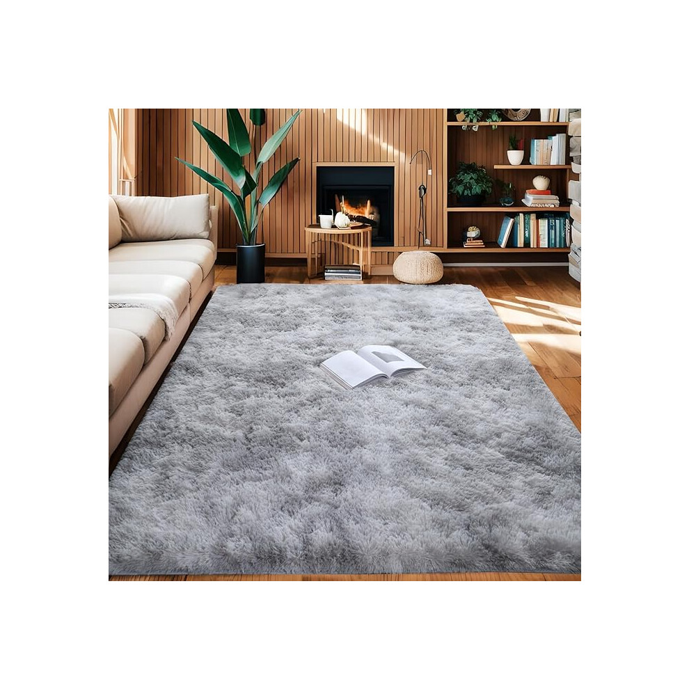 (60X110, SILVER-GREY) Large Rugs Fluffy Shaggy Runner Floor Mats Carpets
