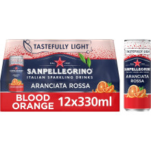 San Pellegrino Italian Sparkling Drinks Tastefully Light Sparkling Blood Orange Canned Soft Drink 12 x 330ml 69 kCals per Can