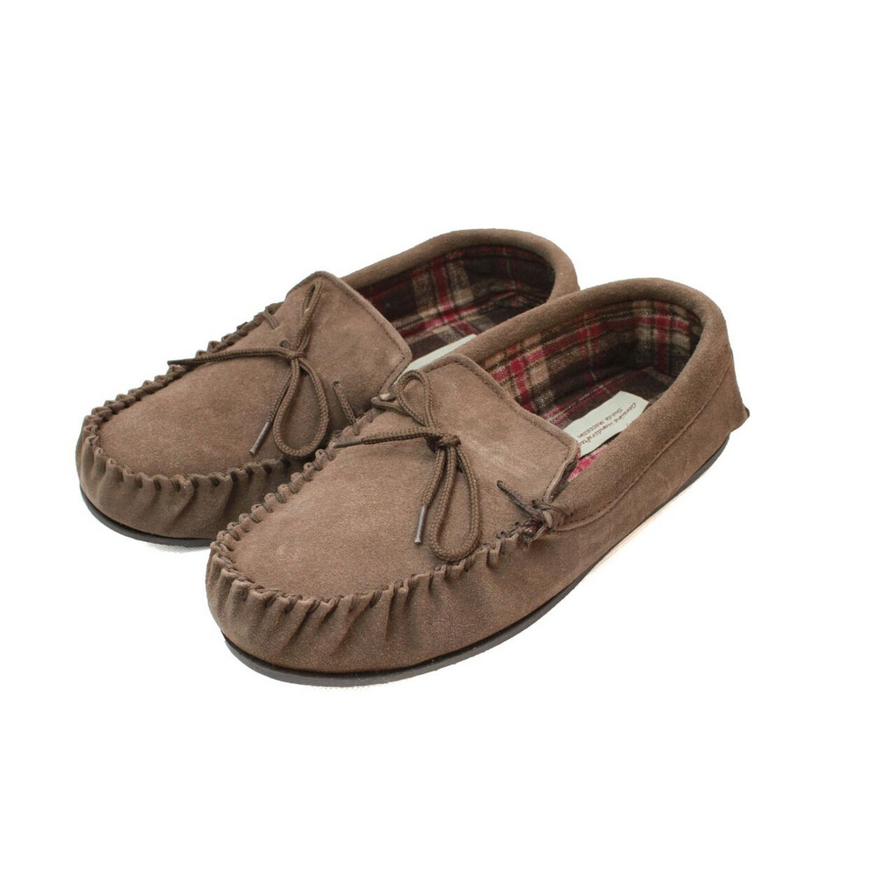 (14 UK, Taupe) Eastern Counties Leather Mens Fabric Lined Moccasins