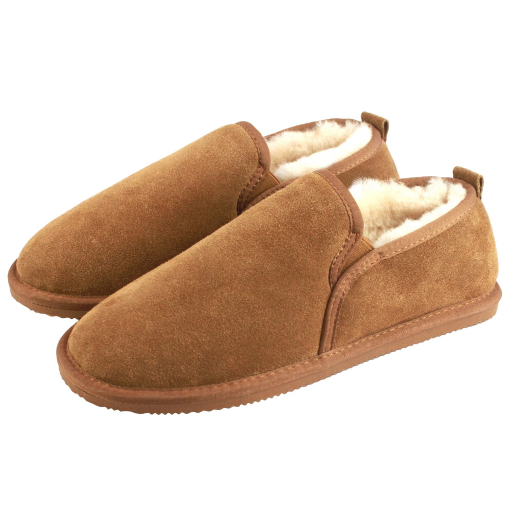 (10 UK, Chestnut) Eastern Counties Leather Mens Avi Sheepskin Hard Sole Slippers