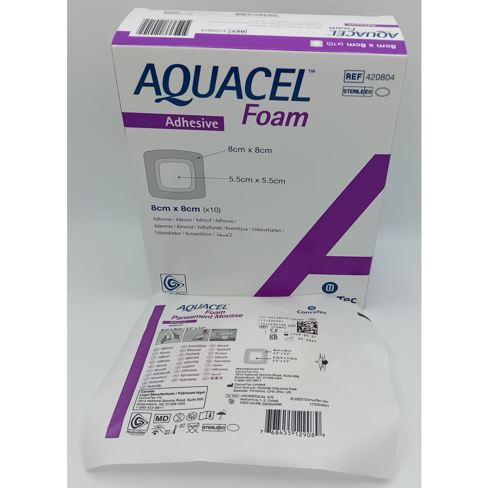 Convatec Aquacel Foam Adhesive 8Cm X 8Cm Box Of 10 - Ref: 420804