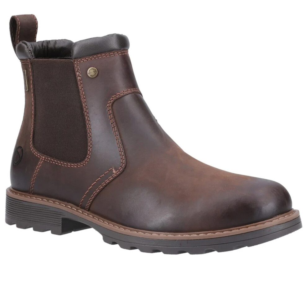 (12 UK, Brown) Cotswold Mens Leafield Leather Chelsea Boots