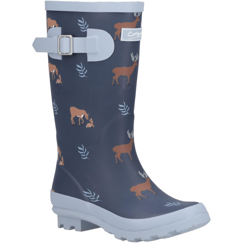 (12 UK Child, Navy) Cotswold Childrens/Kids Woodland Deer Wellington Boots