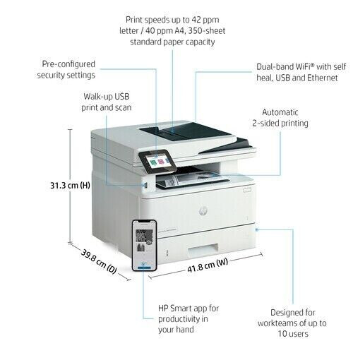 HP HP LaserJet Pro 4101FDW Wireless Mono Laser Multifunction Printer Copier Scanner 2Z619F 2