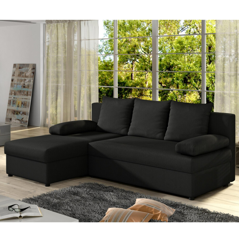 (Black) Corner Sofa Bed DAKO GINA with Storage