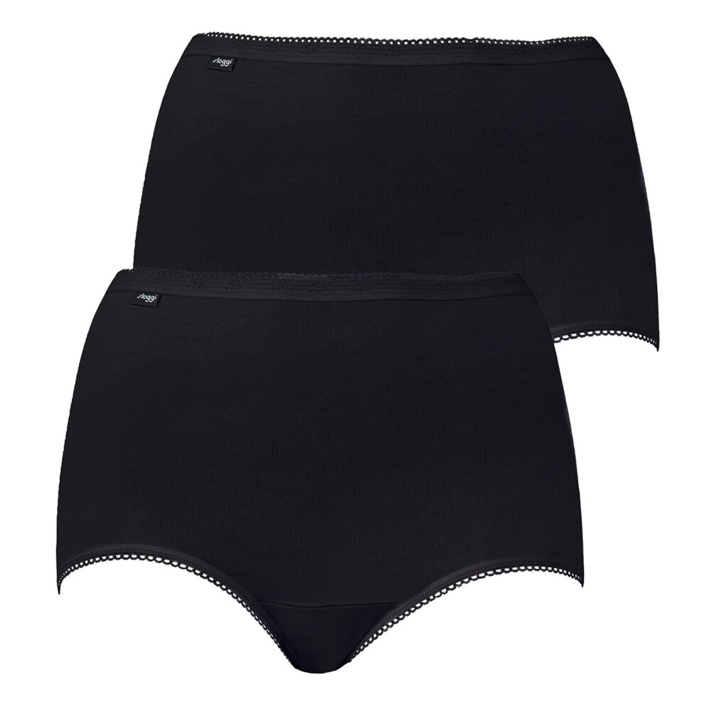 (Black, 12) 2 Pack Sloggi Originals Maxi Full Briefs Womens Ladies Underwear Undies Panties