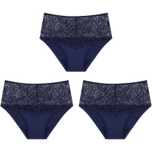 (10) 3x Triumph Essential Lace Maxi Womens Underwear Panties Full Briefs Navy Blue Undies Lingerie