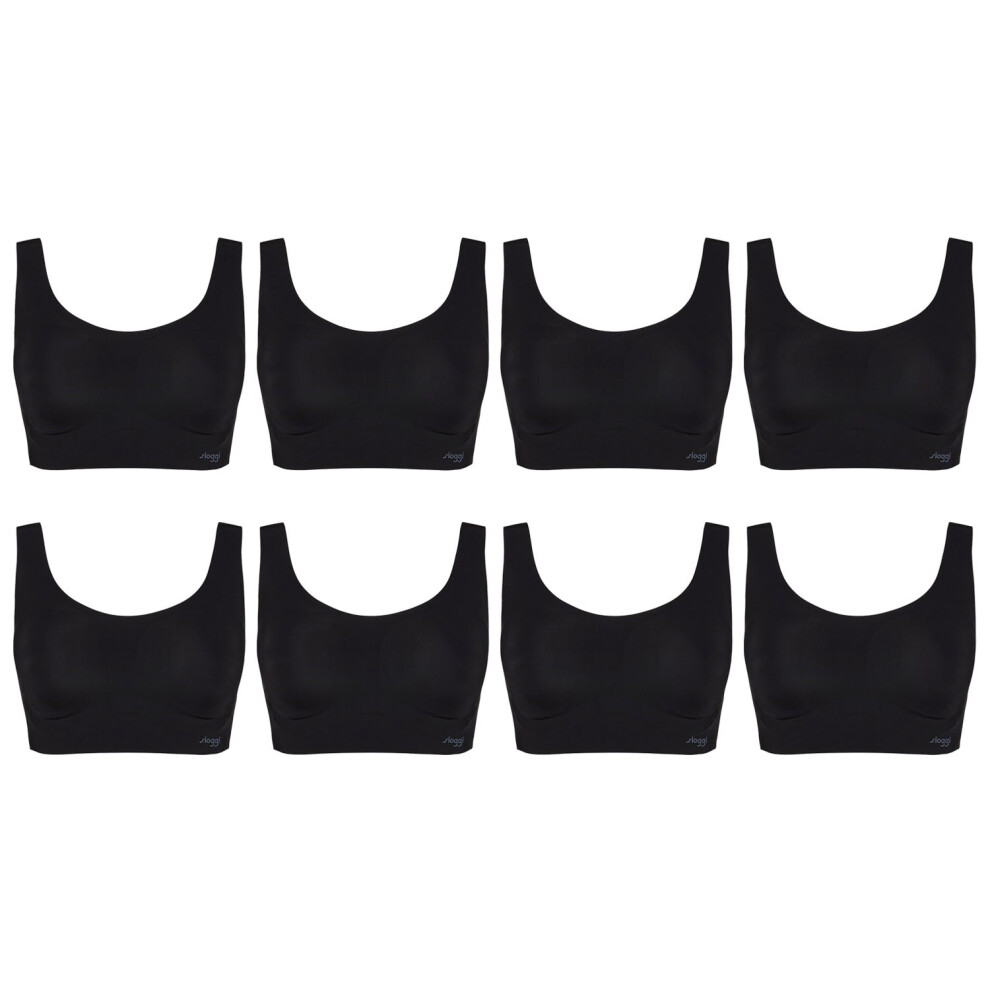 (S) 8 Pack Sloggi Zero Feel Invisible Comfort Womens Padded Bras Crop Top Black Bulk