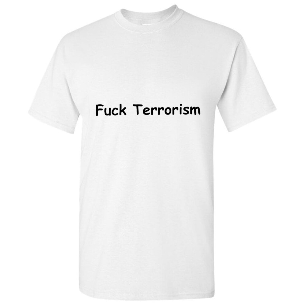 (M) Rude Funny Offensive Fuck Terrorism Terrorist White Mens T Shirt Tee Tops