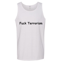 (S) Rude Funny Offensive Fuck Terrorism Terrorist Mens White Tank Top Singlet T Shirt
