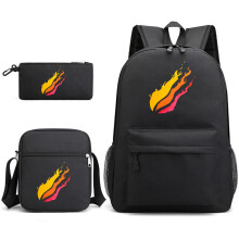 (Black A) Prestonplayz School Bag Backpack Three-Piece Set