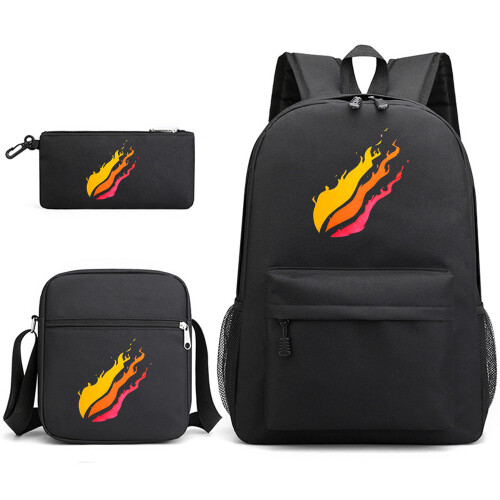 (Black A) Prestonplayz School Bag Backpack Three-Piece Set