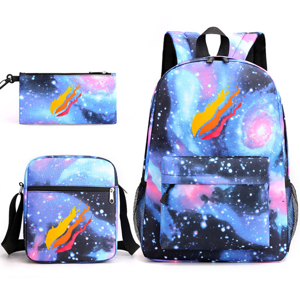 (Starry Blue A) Prestonplayz School Bag Backpack Three-Piece Set