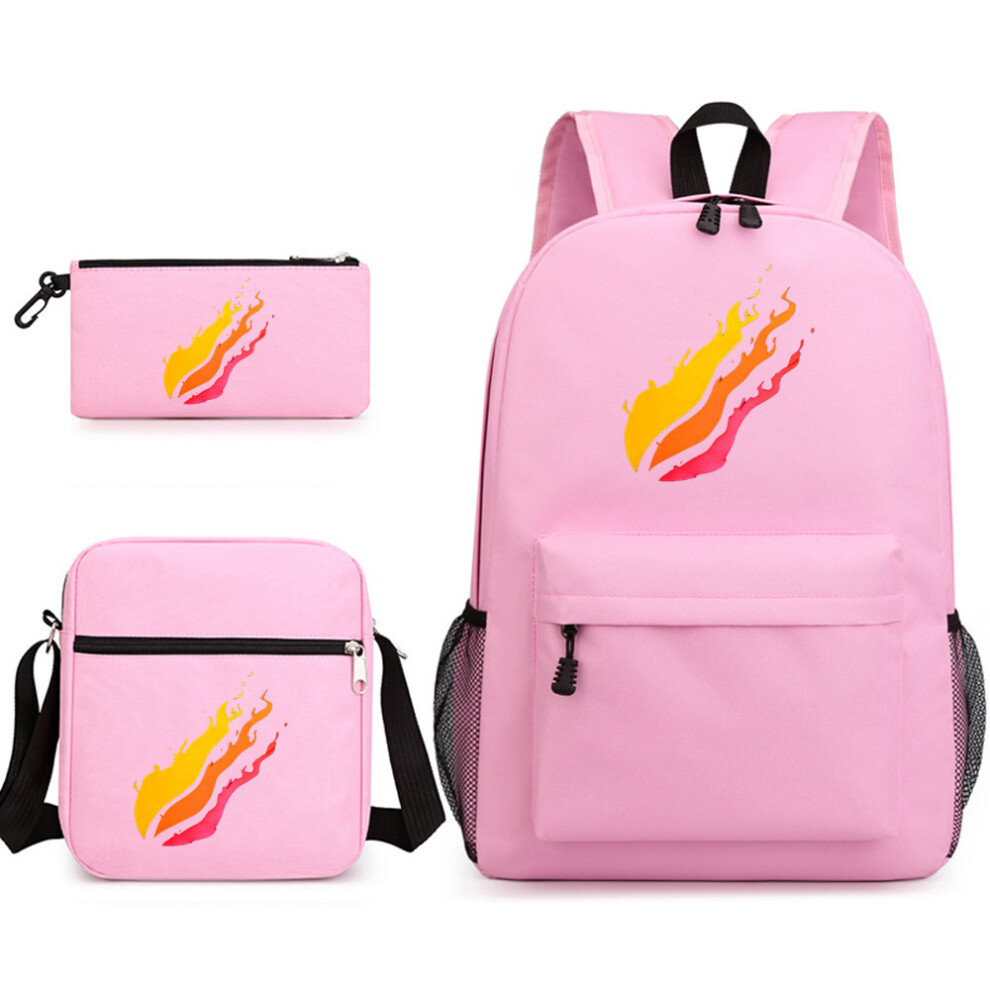 (Pink A) Prestonplayz School Bag Backpack Three-Piece Set