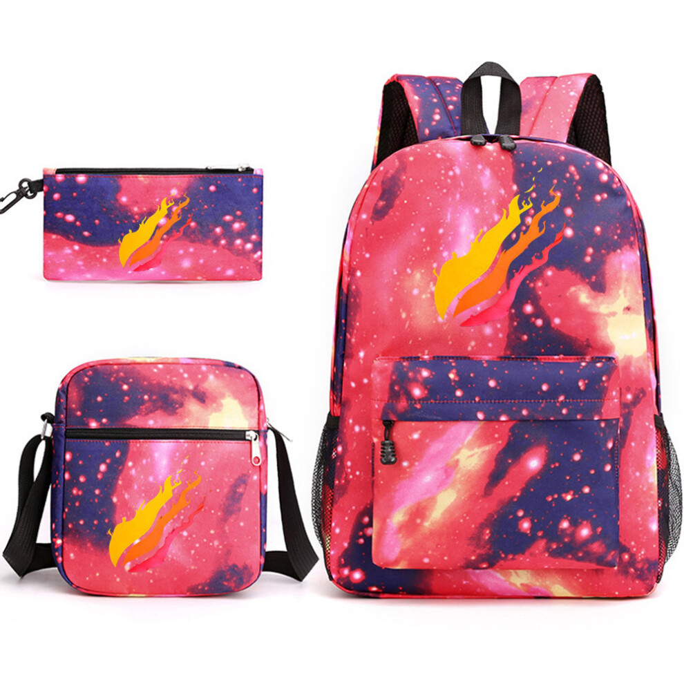 (Starry Red A) Prestonplayz School Bag Backpack Three-Piece Set
