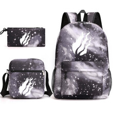(Starry Black B) Prestonplayz School Bag Backpack Three-Piece Set