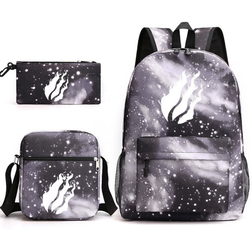 (Starry Black B) Prestonplayz School Bag Backpack Three-Piece Set