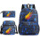 (Blue Pattern A) Prestonplayz School Bag Backpack Three-Piece Set 1