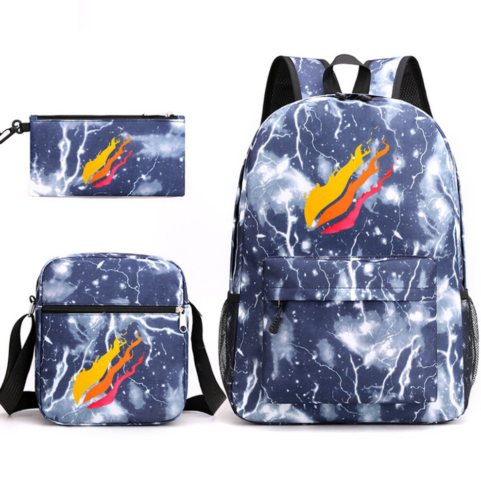 (Lightning Blue A) Prestonplayz School Bag Backpack Three-Piece Set
