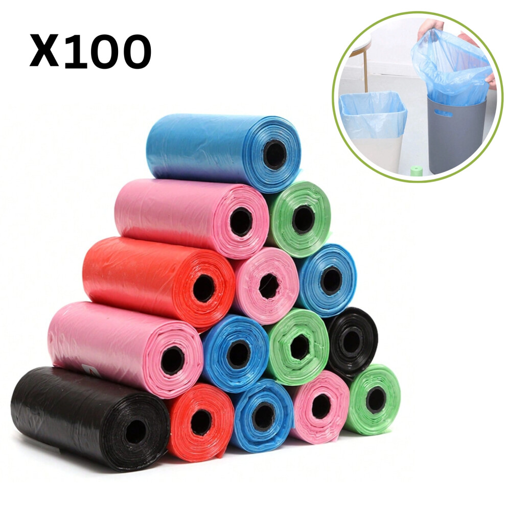 (Multicolor x100) Biodegradable Trash Bags Bin Liners  (5Roll)