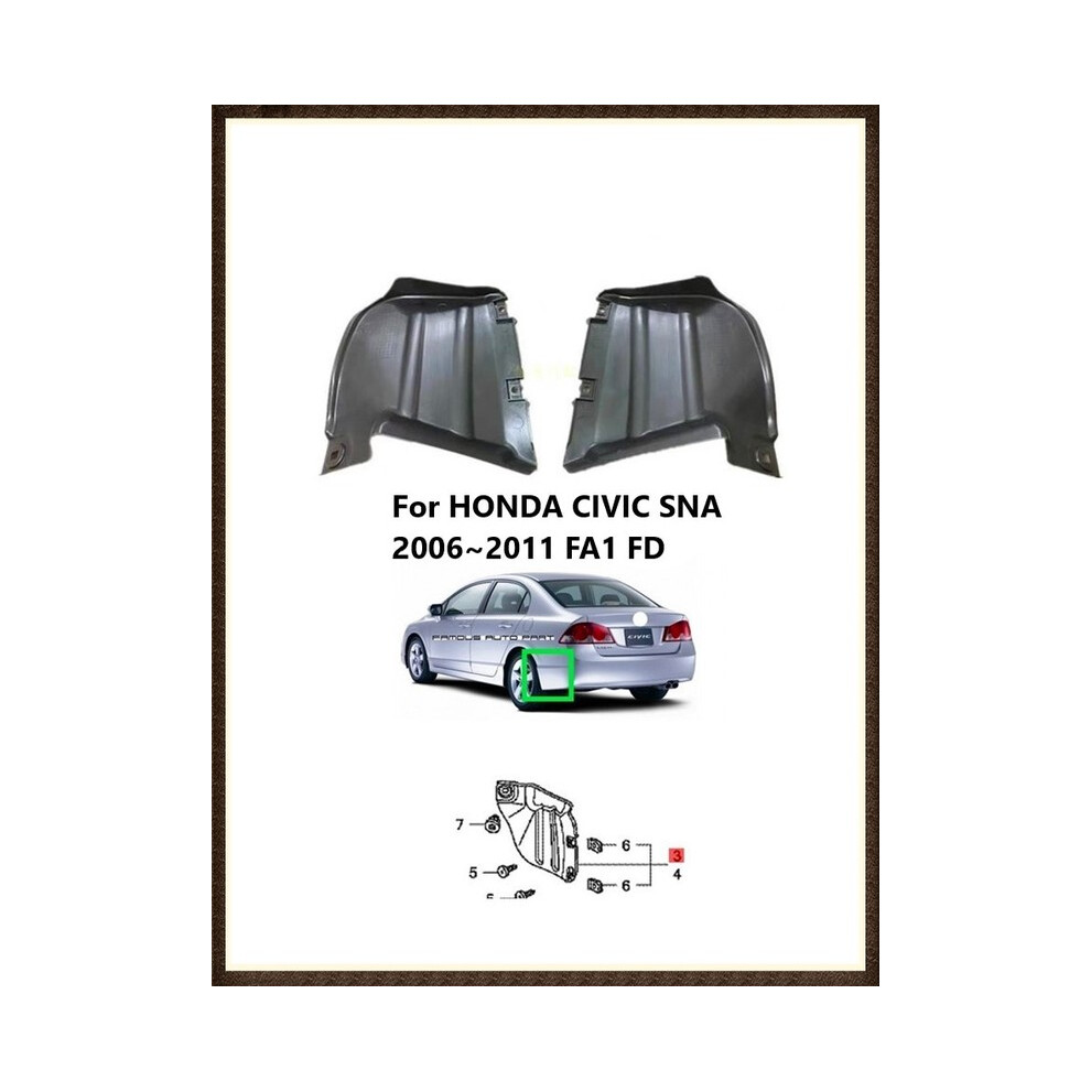 (Right Side) Rear Fender Liner For Honda Civic Sna 2006 2007 2008 2009 2010 2011 Fa1 9486291562372