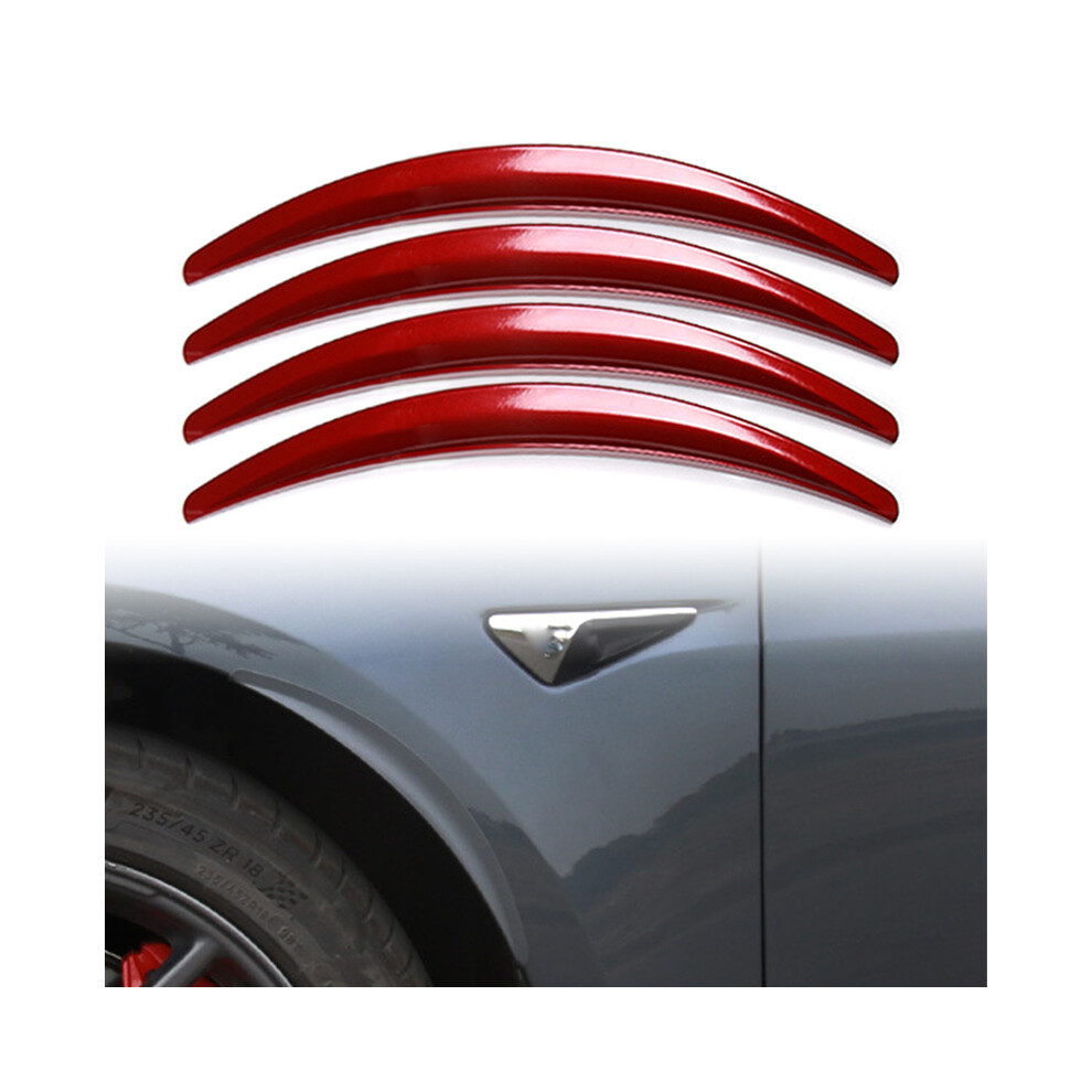 (Red) 4Pcs/Set Car Wheel Eyebrow Arch Trim Side Fender Flare Strip For Tesla Red 9486291565335