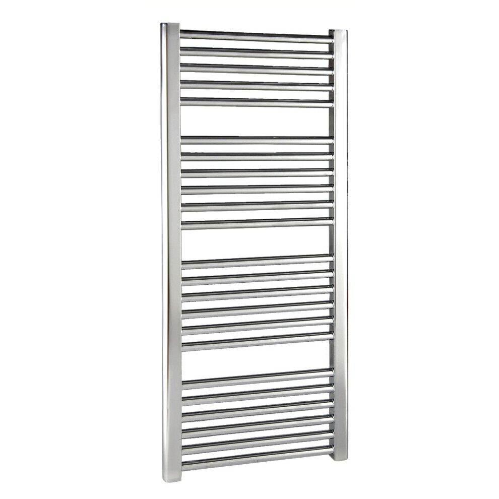 Heated Vertical Towel Rail with Straight Rails - 1096 BTU - 1100mm x 500mm - Chrome