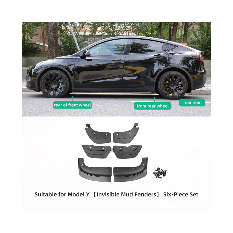 (6Pc Model Y) Tesla Model Y 2023 Accessories Mud Flap Upgrade Invisible Prevent Breakage1:1 9486291568138