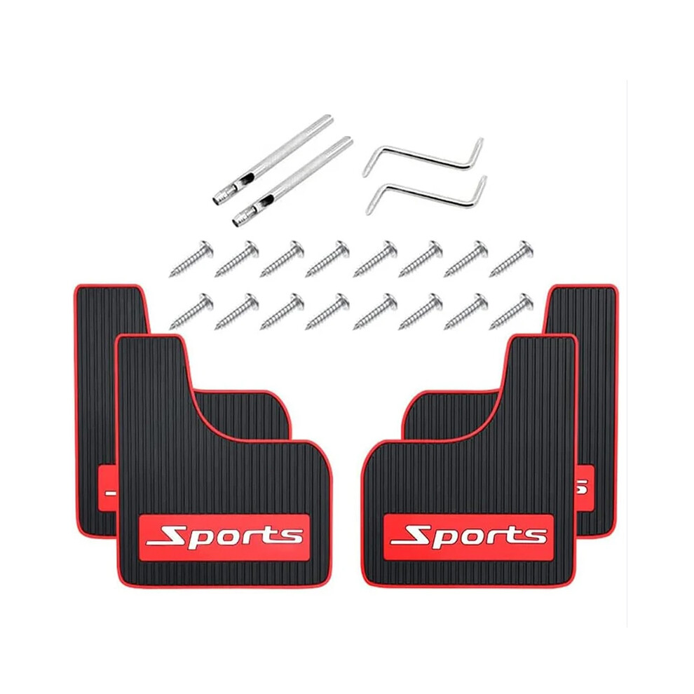 (4Pcs ) Universal Car Mudguard Front Rear Wheels Mud Flaps Pp Splash Fender Guards Red 9486291572005