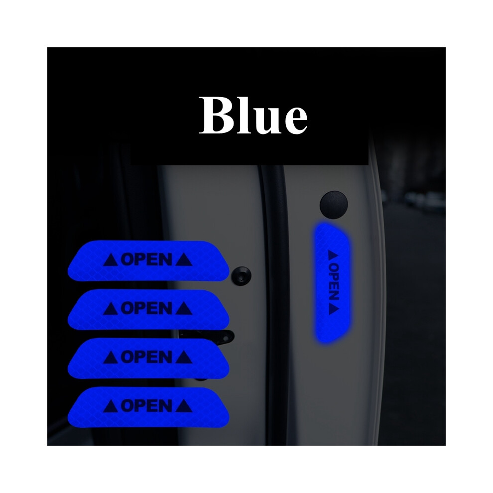 ( 4Pcs) 4 Pcs/Set Car Open Reflective Stickers Tape Warning Mark Night Driving Blue 9486291574917