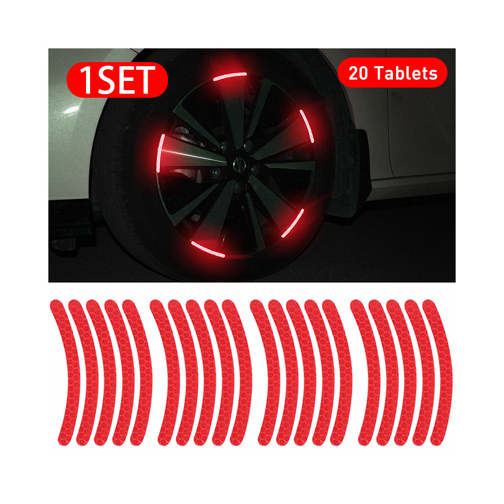 ( 20Pcs) Blalion 20Pcs Car Wheel Hub Reflective Stickers Night Safety Warning Strip Red 9486291575303