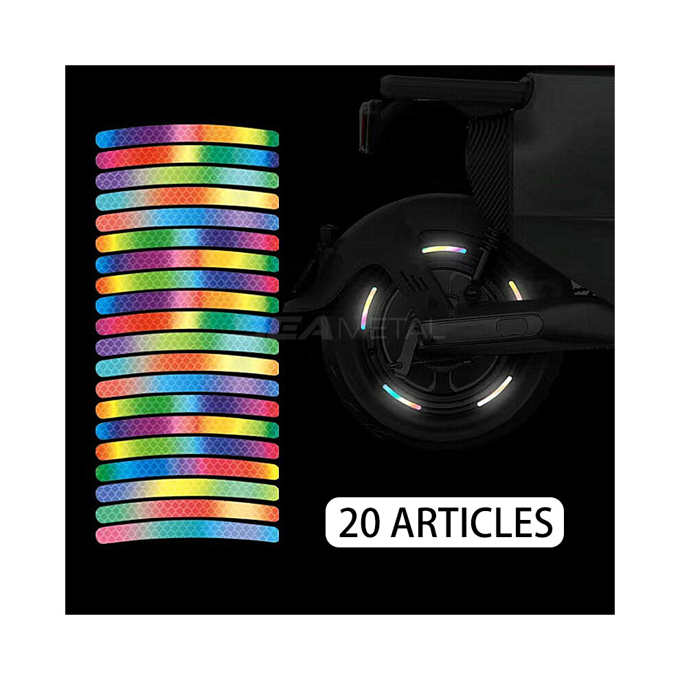 (1 Colorful 20Pcs) Blalion 20Pcs Car Wheel Hub Reflective Stickers Night Safety Warning Strip 9486291575259