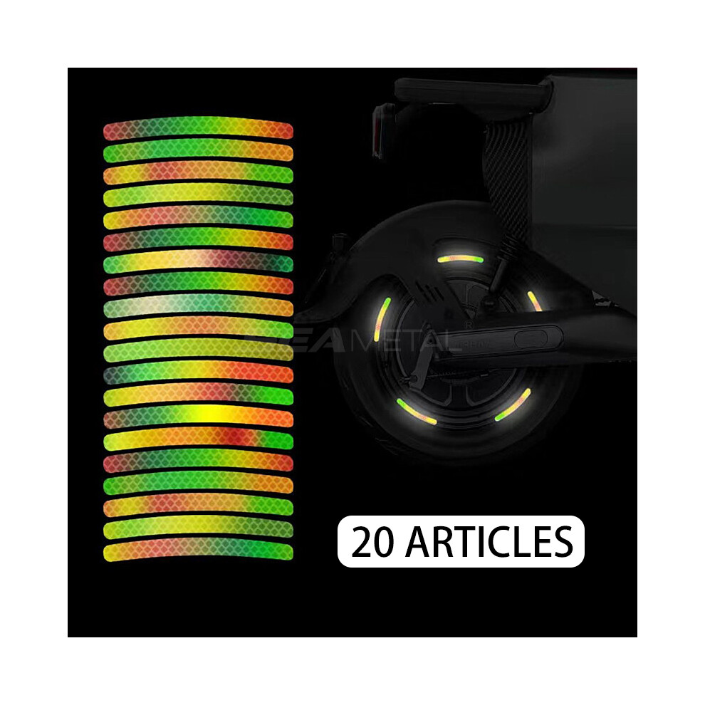 (2 Colorful 20Pcs) Blalion 20Pcs Car Wheel Hub Reflective Stickers Night Safety Warning Strip 9486291575266